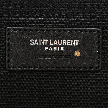 Saint Laurent Linen Calfskin Rive Gauche Tote White Black 6 of 10