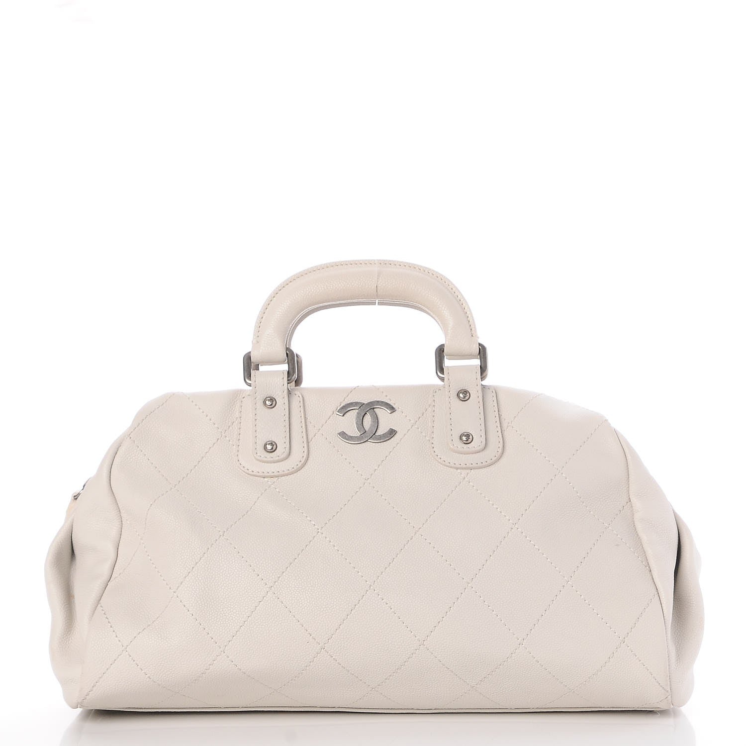 Chanel Caviar Quilted Bowler Tote White 1 of 8