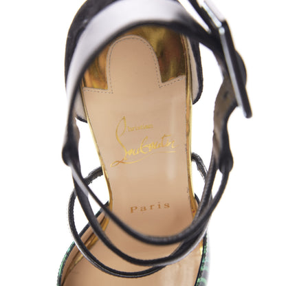 Christian Louboutin Veau Velours Nappa Patent Malachite Suzanna 100 Pumps 36 Vert Black 7 of 7