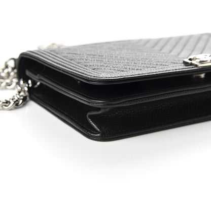 Chanel Caviar Chevron Quilted Boy Wallet On Chain WOC Black 8 of 10