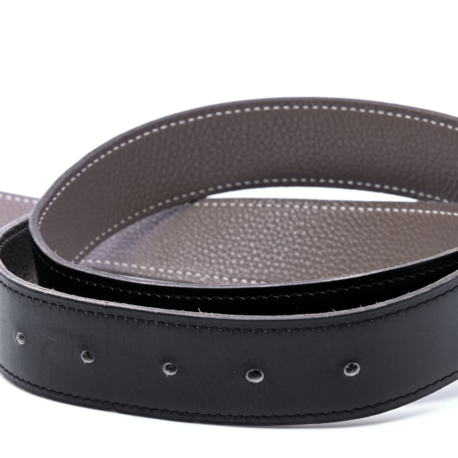 Hermes Box Togo 32mm Philippine Belt 80 Black Etoupe 5 of 5