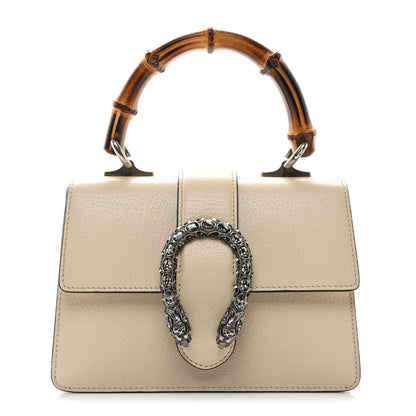 Gucci Textured Calfskin Crystal Bamboo Web Mini Dionysus Top Handle Bag Mystic White 1 of 11