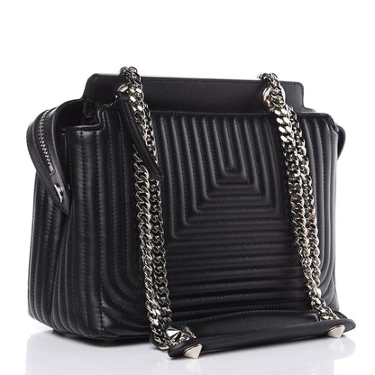 Fendi Shiny Nappa Trapuntata Small DotCom Click Chain Satchel Black 3 of 12