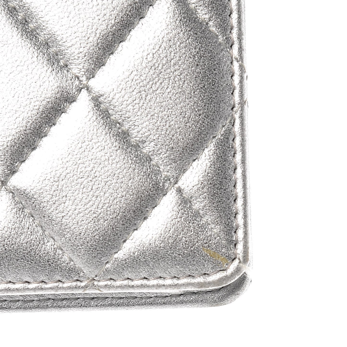 Metallic Lambskin Quilted Reissue Yen Wallet Silver