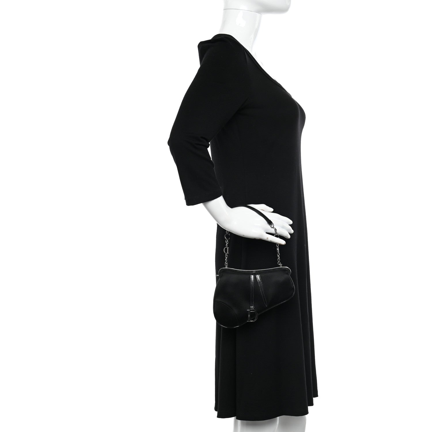 Christian Dior Satin Mini Frame Saddle Black 2 of 10