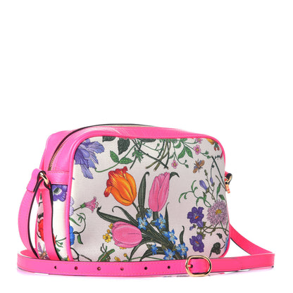 Gucci Canvas Flora Floral Shoulder Bag White Fuchsia Fluo 3 of 8