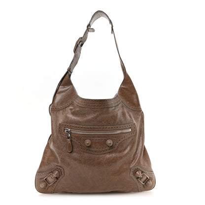 Balenciaga Agneau Giant Brogues Hardware Besace Hobo Taupe 1 of 10