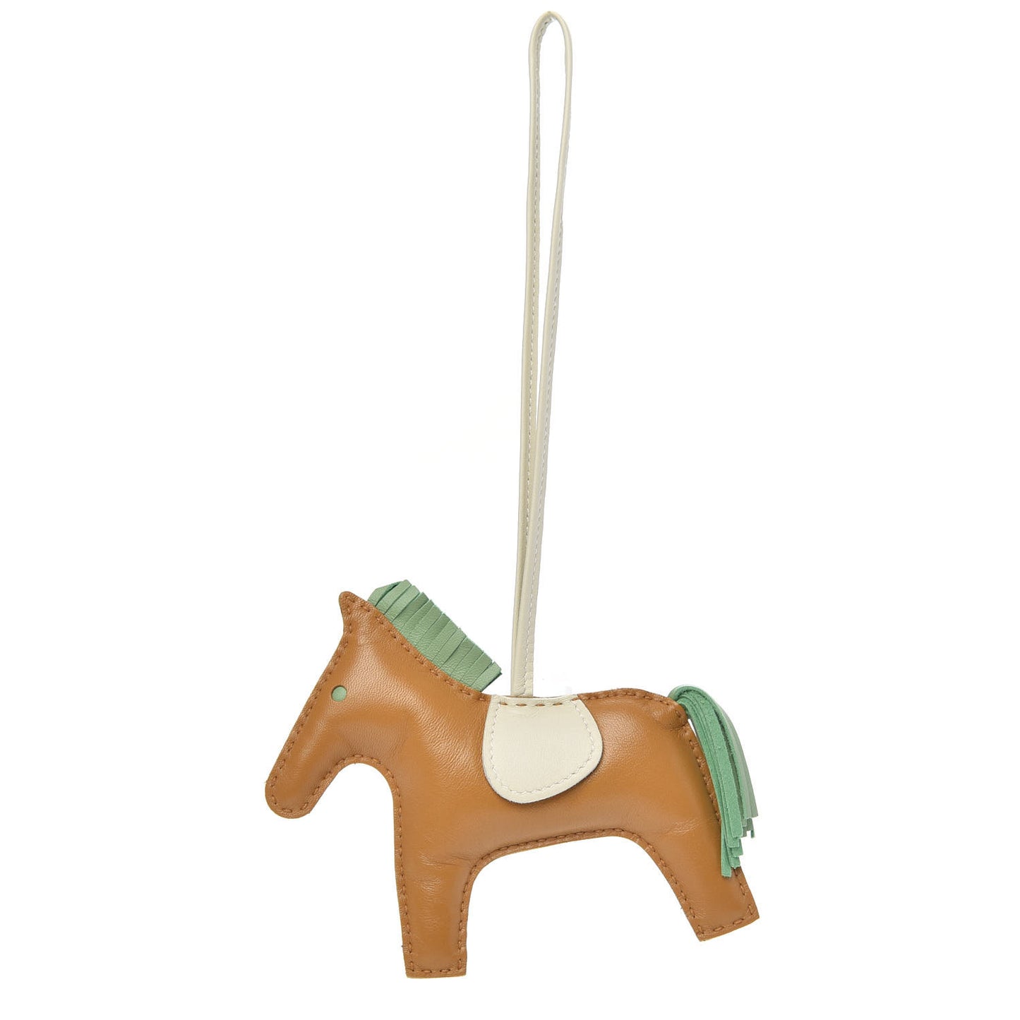 Milo Lambskin Grigri Rodeo Horse Bag Charm MM Sesame Vert Criquet Craie