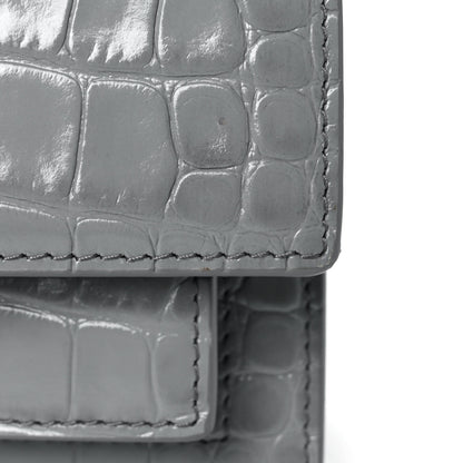 Balenciaga Shiny Calfskin Crocodile Embossed XS Sharp Top Handle Bag Balenciaga Grey 12 of 13
