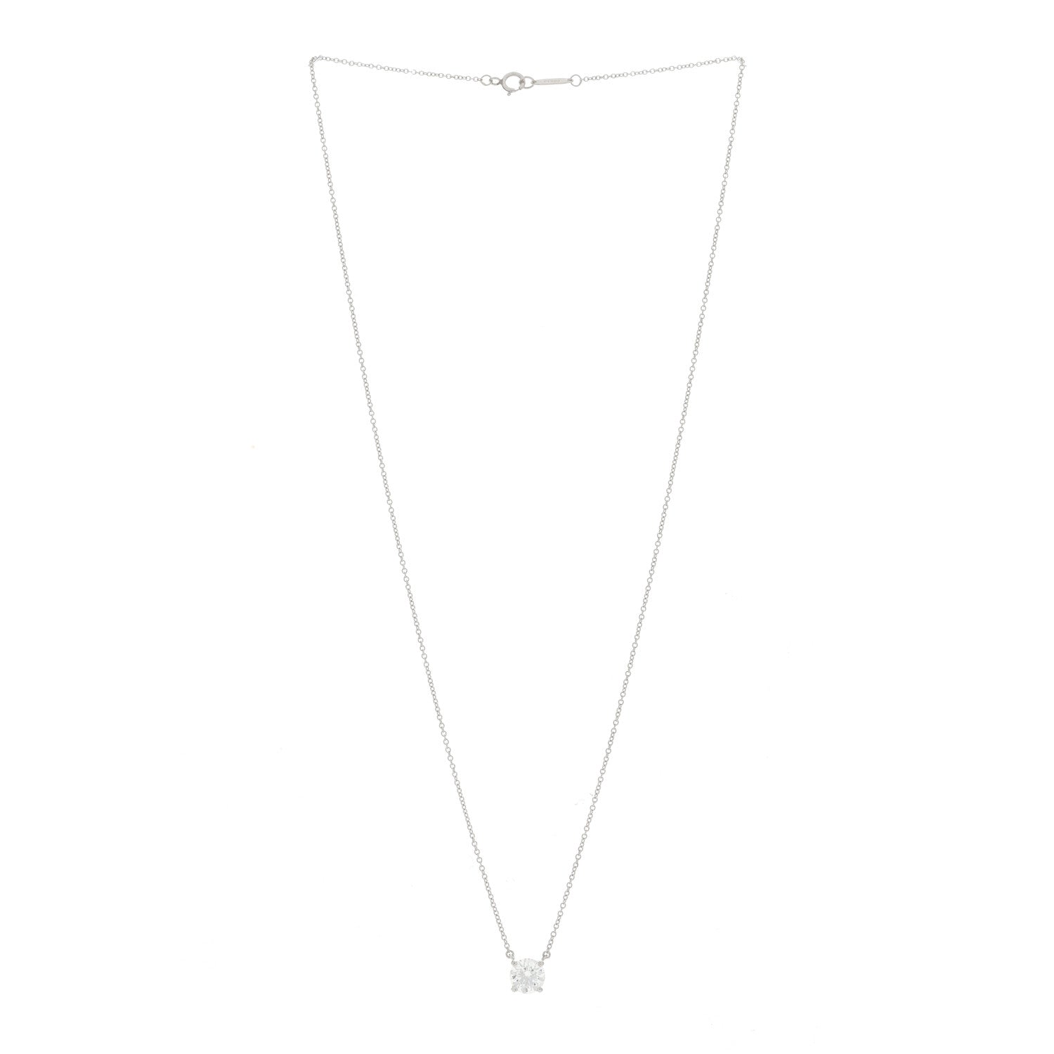 Tiffany Platinum Diamond 1.22ct Solitaire Pendant Necklace 2 of 4