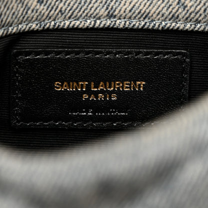 Saint Laurent Denim Quilted Monogram Loulou Puffer Pouch Clutch Blue Gray Light Azur 6 of 8