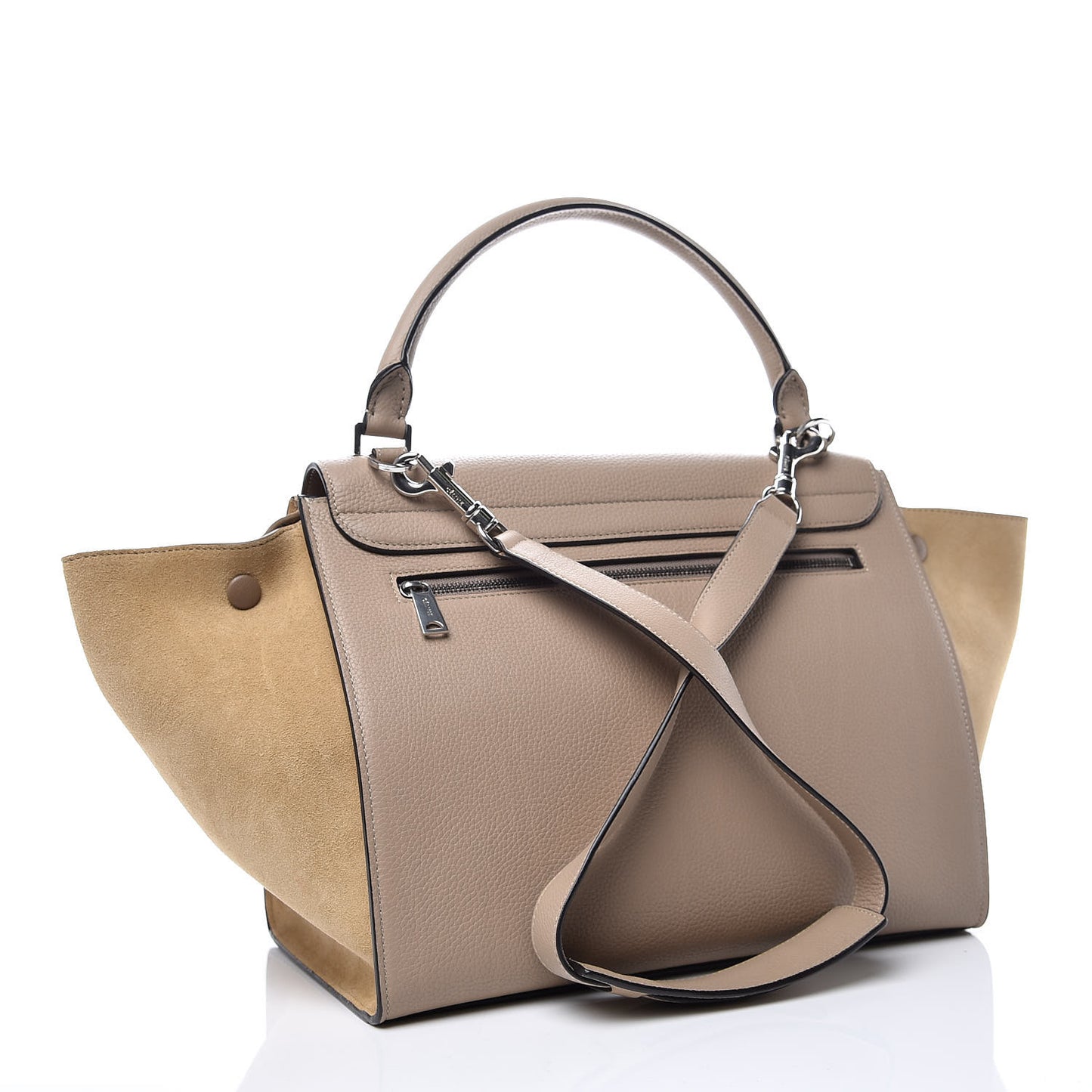 Drummed Calfskin Suede Medium Trapeze Dune