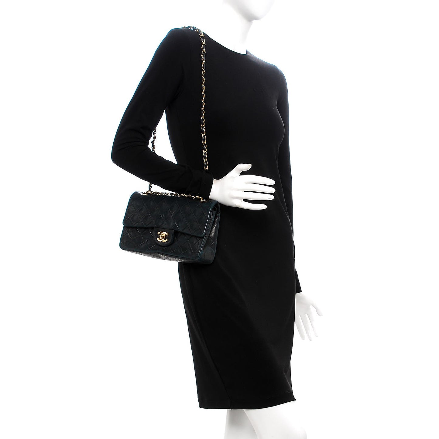 Lambskin Quilted Small Double Flap Navy