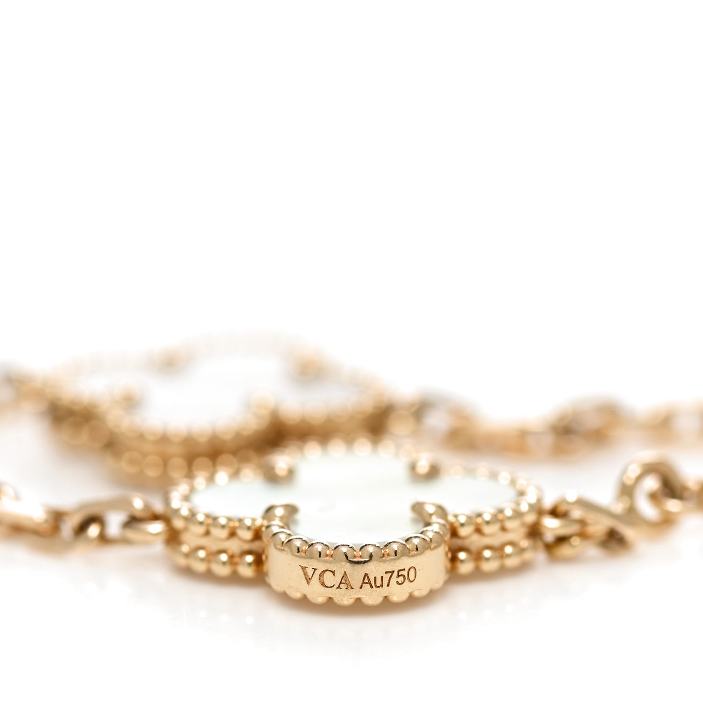 18K Yellow Gold Mother of Pearl 5 Motifs Vintage Alhambra Bracelet