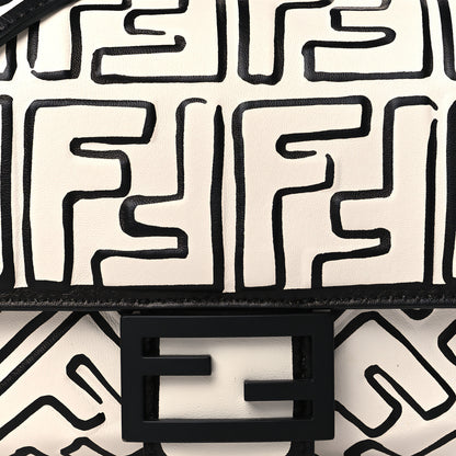 Fendi X JOSHUA VIDES Nappa FF Embossed Baguette White Black 7 of 9