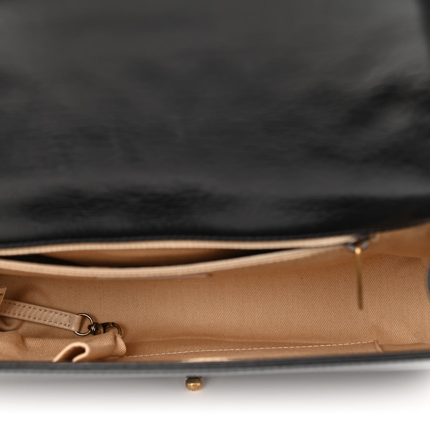Glazed Calfskin Quilted Large Boy Flap Black