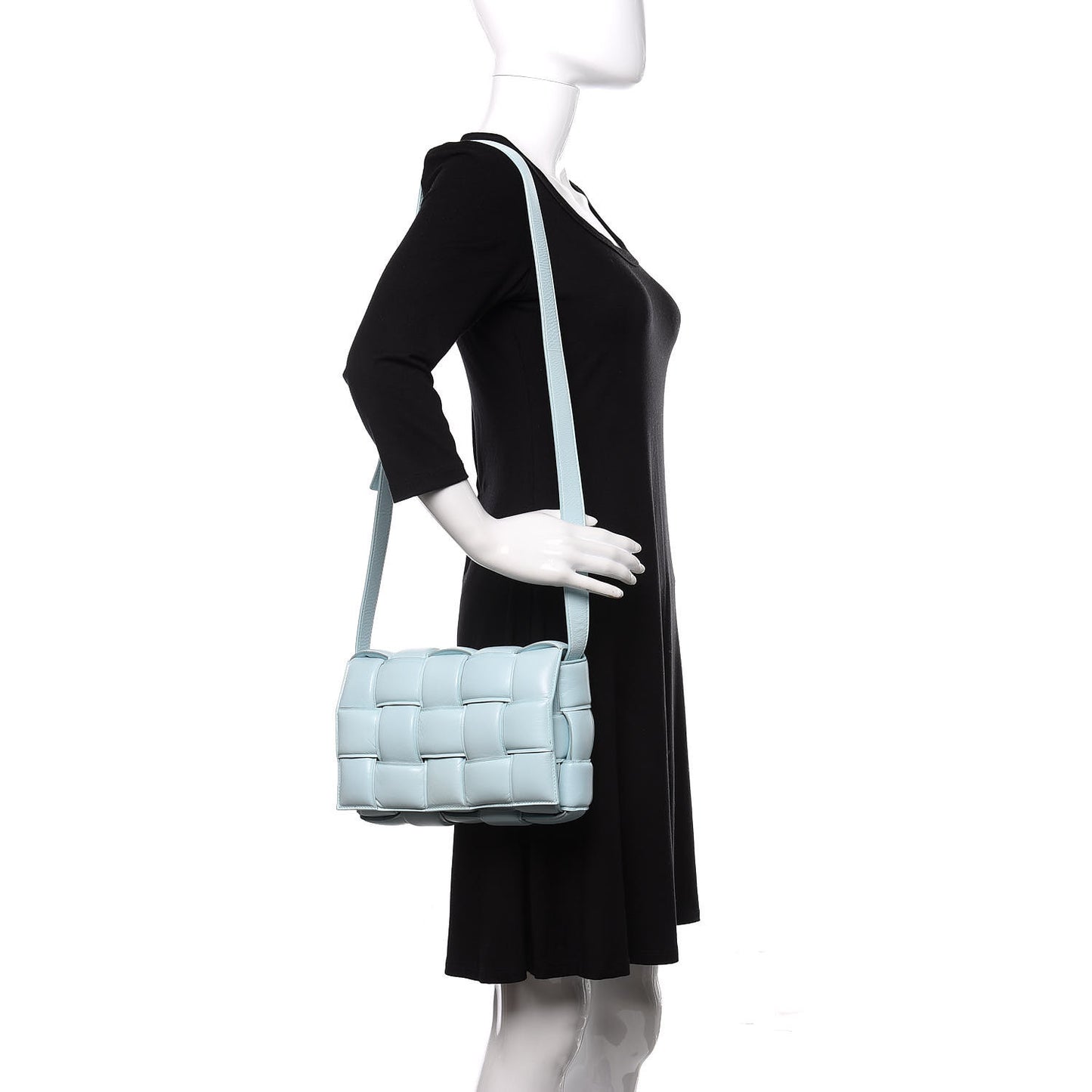 Paper Calfskin Maxi Intreccio Padded Cassette Crossbody Bag Ice