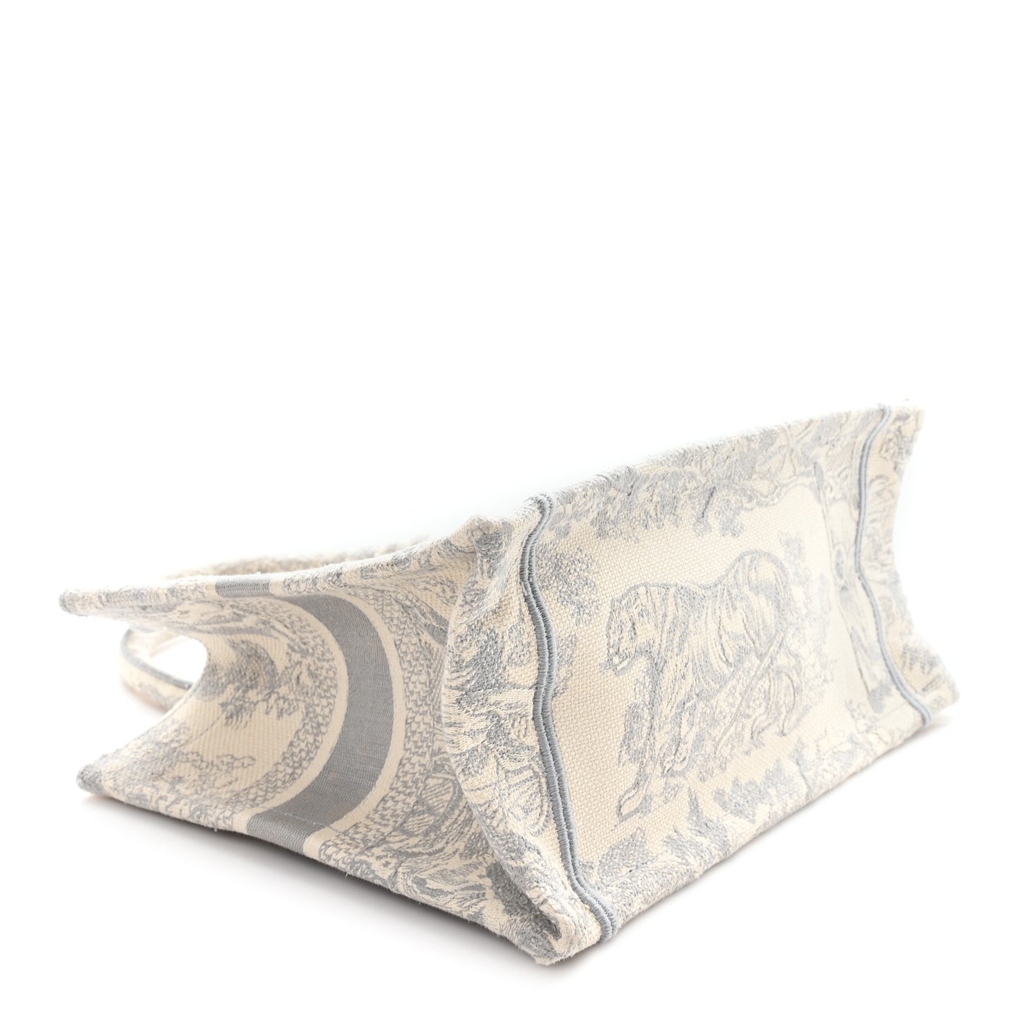 Canvas Embroidered Small Dioriviera Toile De Jouy Book Tote Gray
