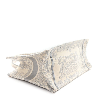 Christian Dior Canvas Embroidered Small Dioriviera Toile De Jouy Book Tote Gray 4 of 11
