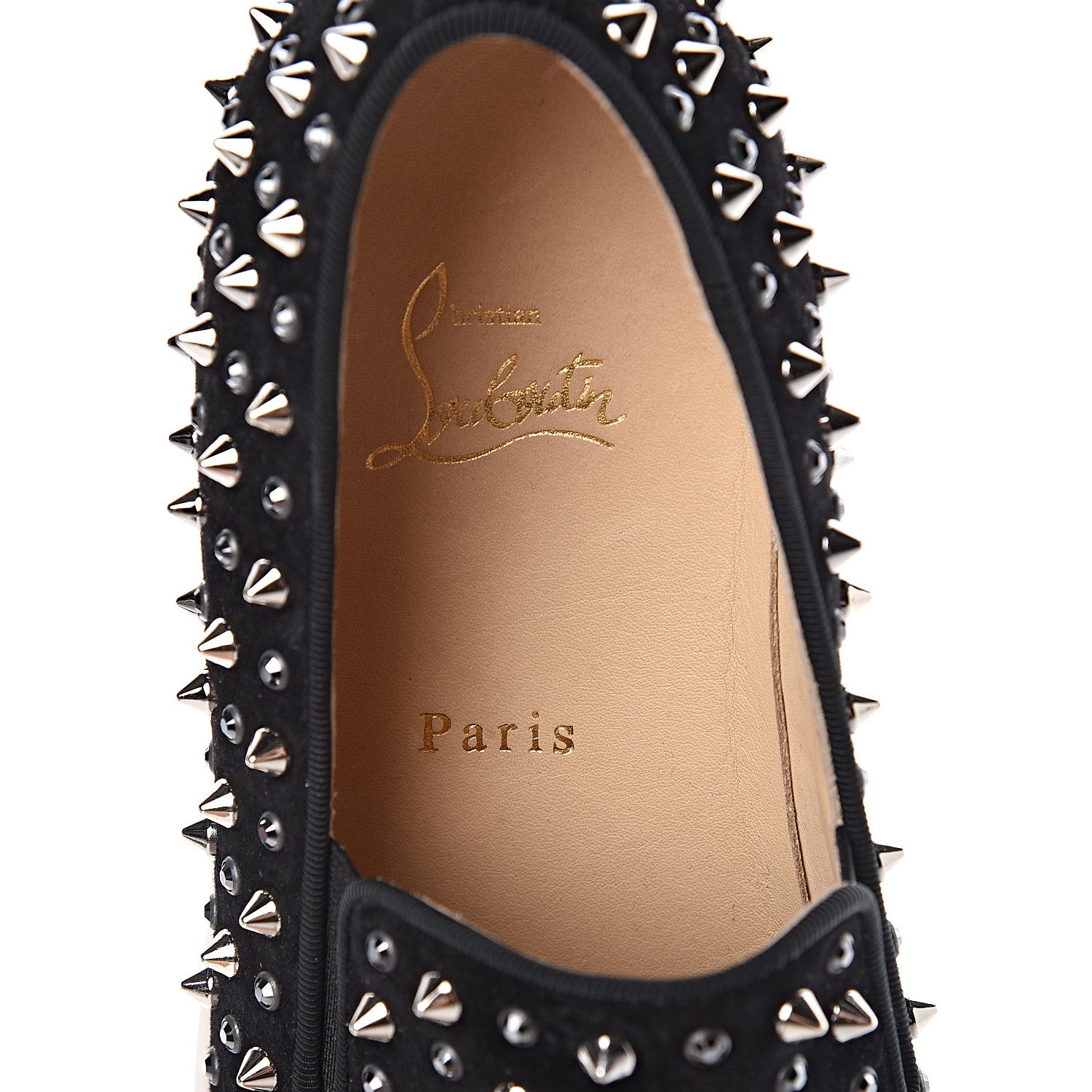 Christian Louboutin Veau Velours Studded Womens Slip On Sneakers 40.5 Black 11 of 18