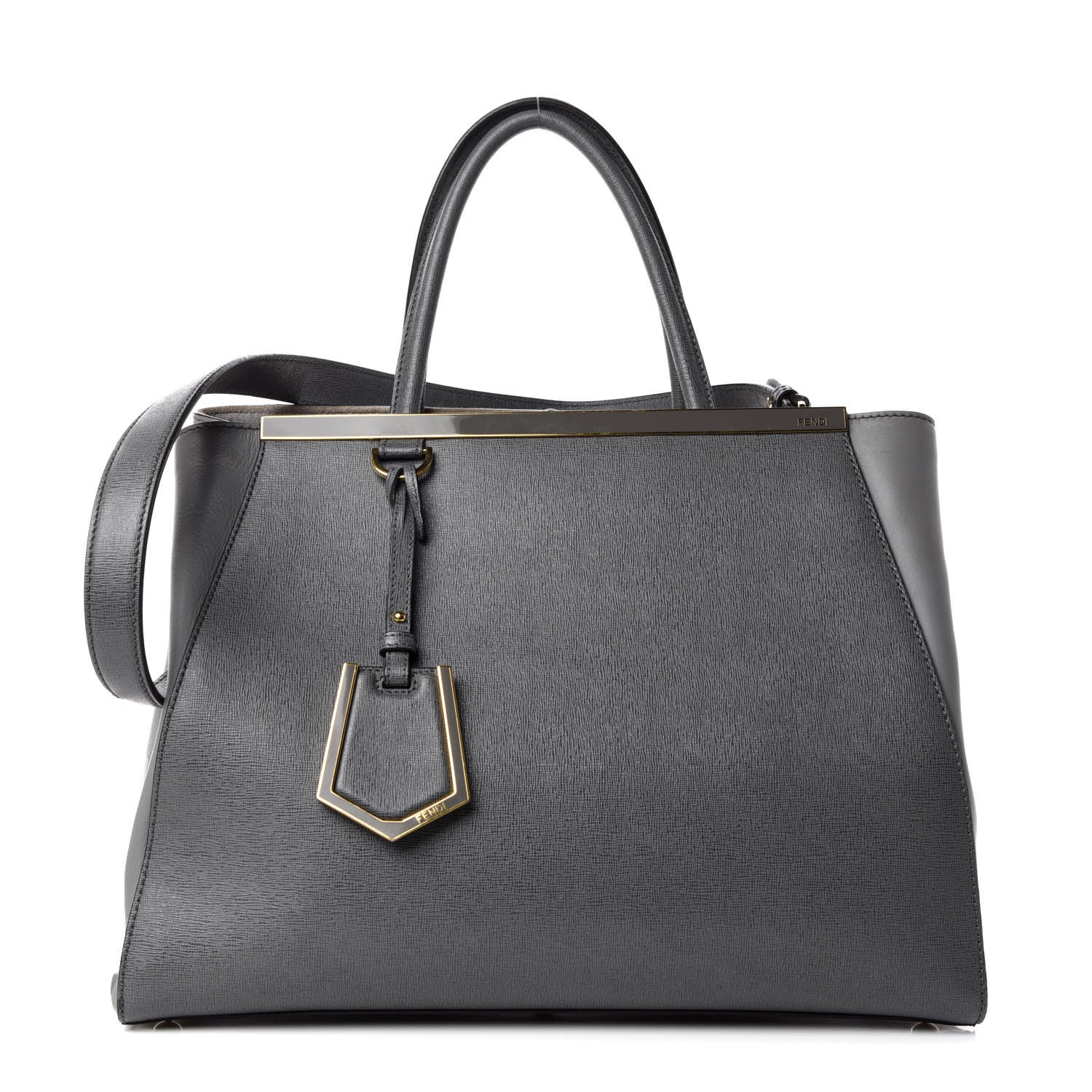 Fendi Vitello Elite Flamingo Regular 2Jours Tote Grigio Grigio Chiaro 1 of 19