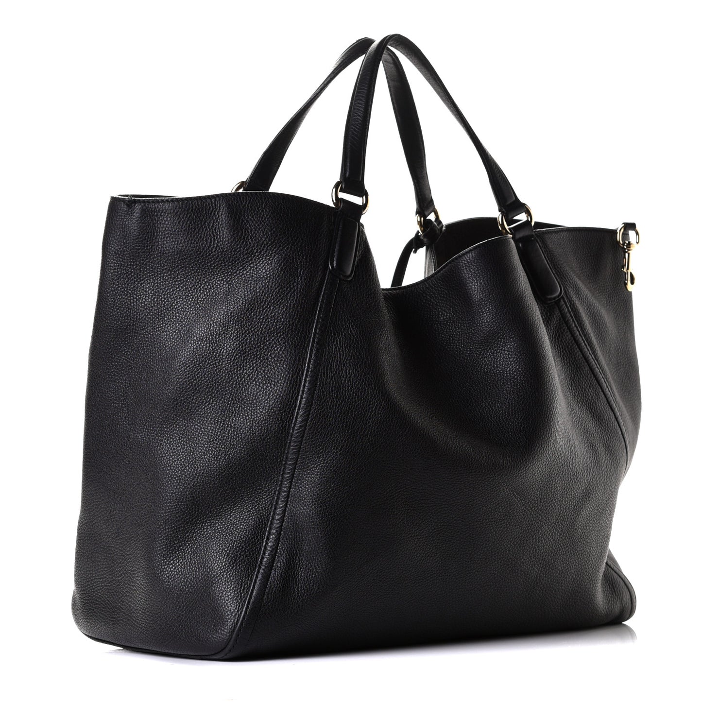Pebbled Calfskin Large Soho Shoulder Bag Black