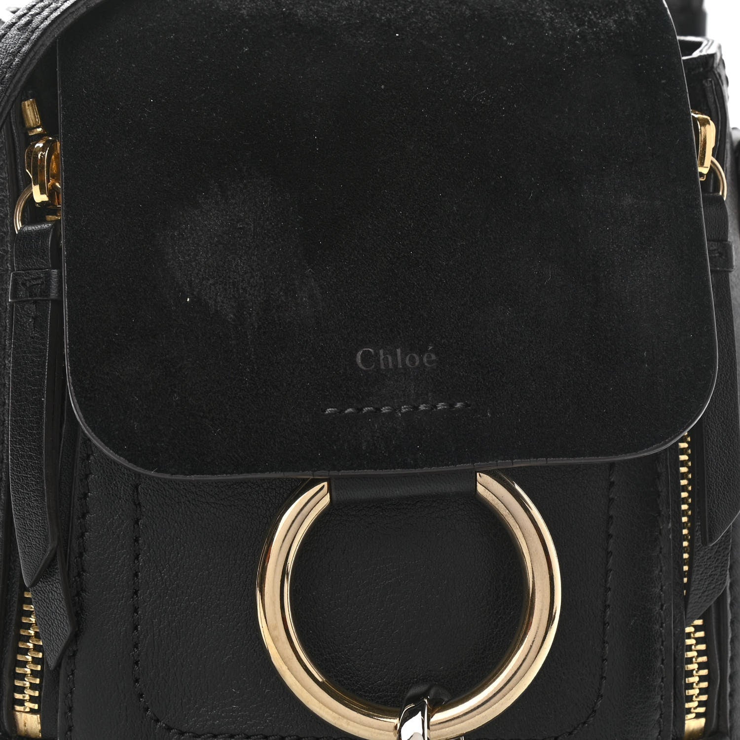 Chloe Suede Calfskin Mini Faye Backpack Black 7 of 9