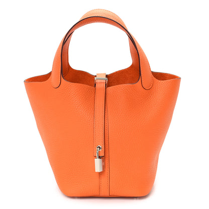 Hermes Taurillon Clemence Picotin Lock 18 PM Orange 1 of 12