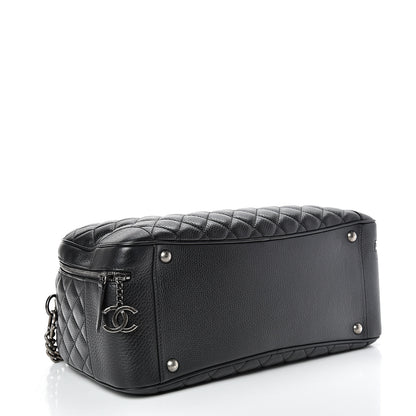 Chanel Calfskin Quilted Large Airlines Round Trip Bowling Bag Black 3 of 10