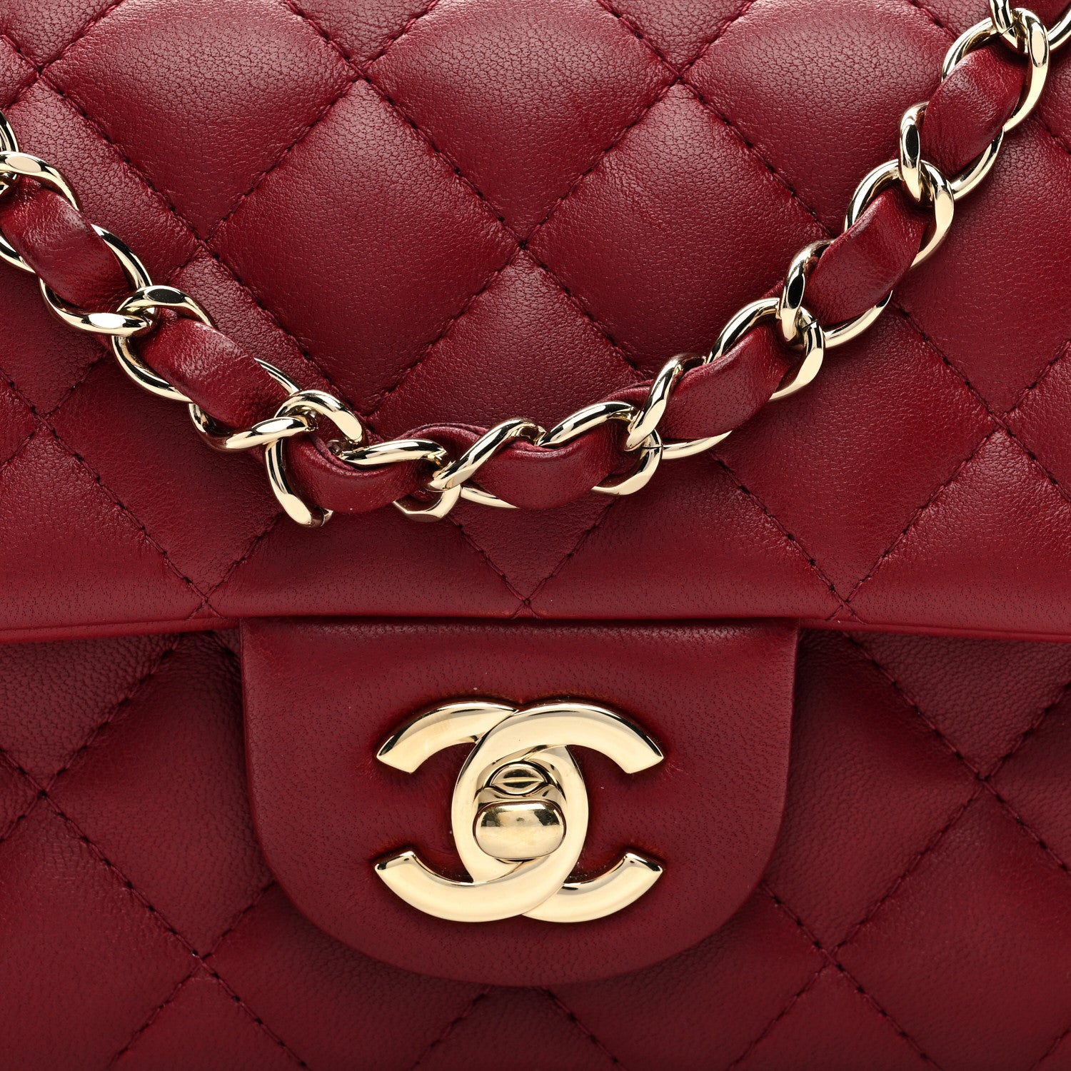 Chanel Lambskin Quilted Mini Rectangular Flap Burgundy 8 of 10