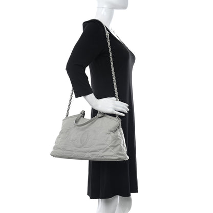 Chanel Iridescent Calfskin Diamond Stitched CC Shopping Tote Gris Clair 2 of 10