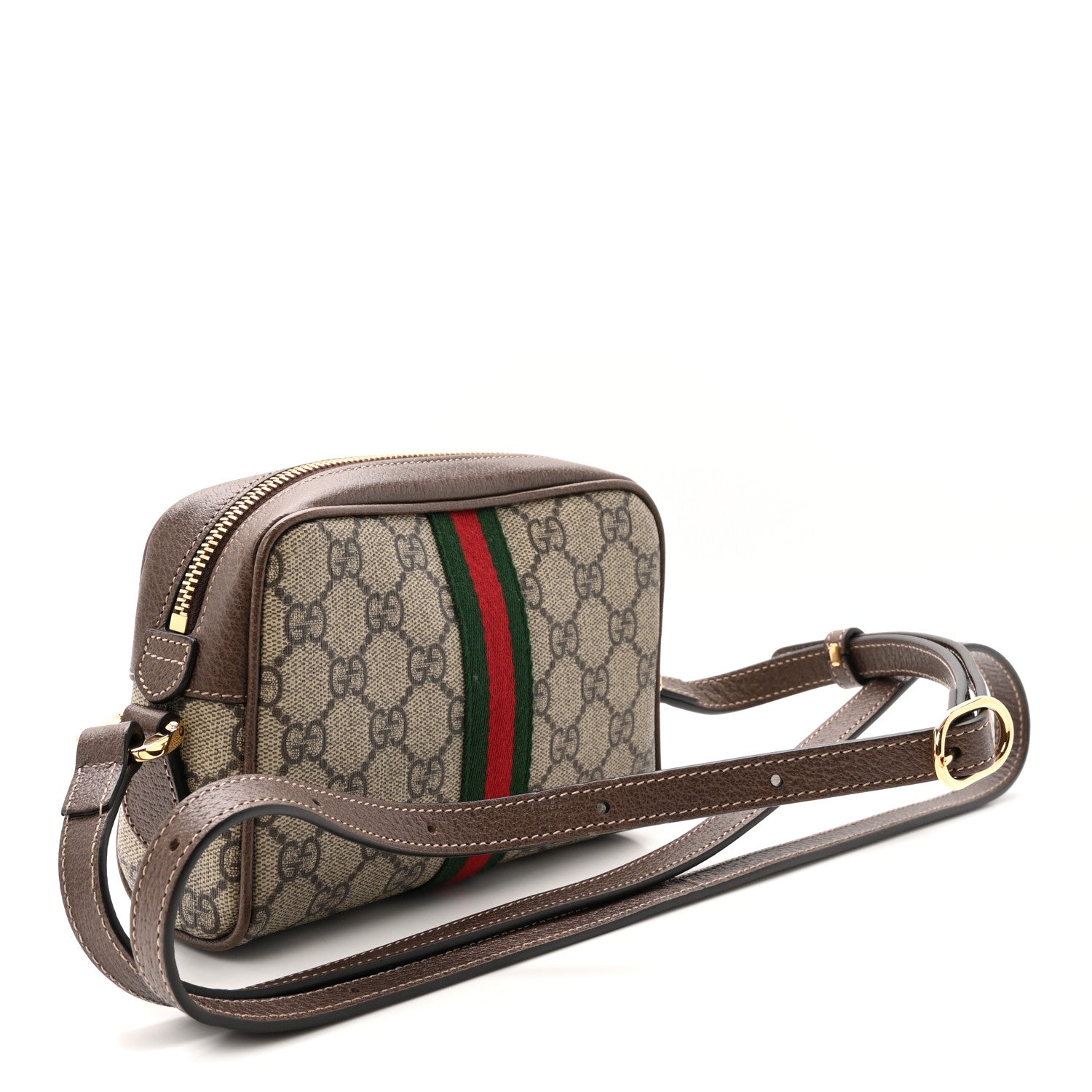 Gucci GG Supreme Monogram Web Mini Ophidia Shoulder Bag Brown 3 of 11