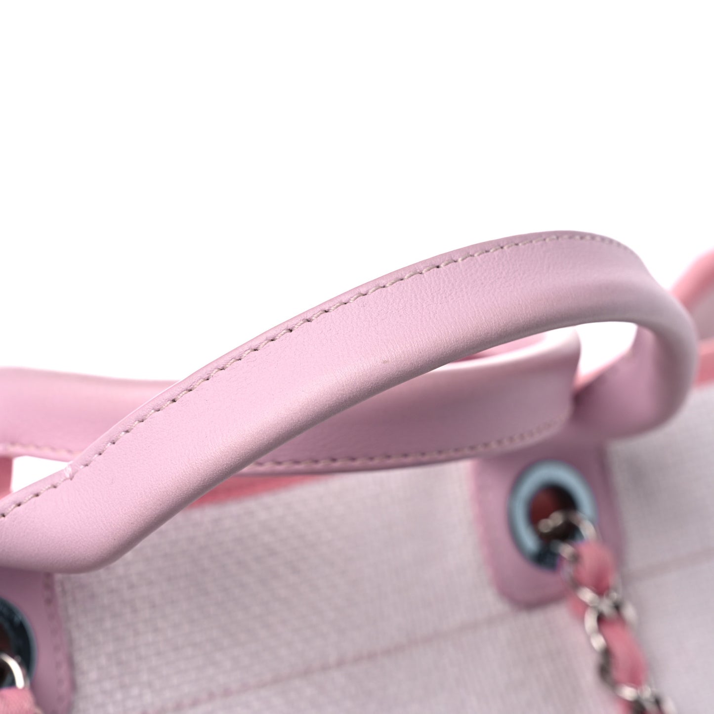 Woven Straw Raffia Medium Deauville Tote Pink