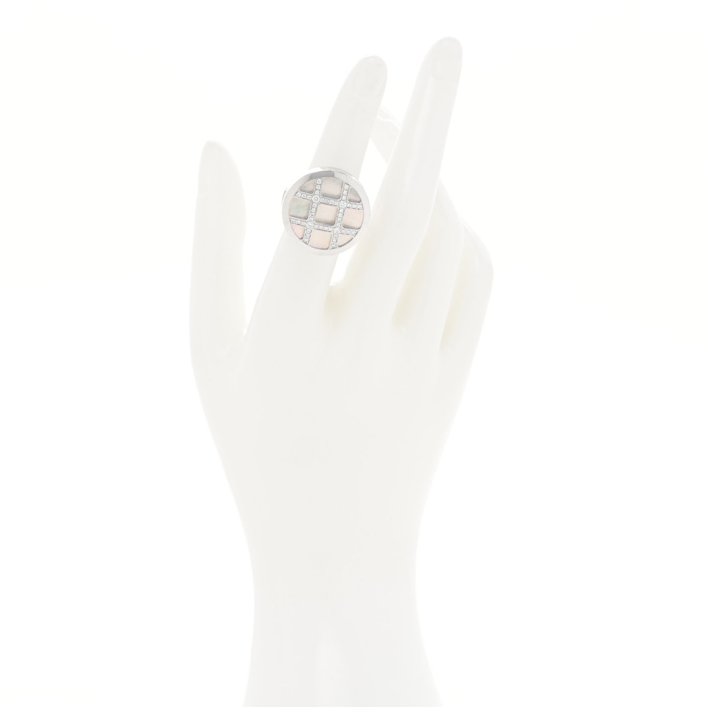 18K White Gold Diamond Mother of Pearl Pasha De Cartier Ring 52 6