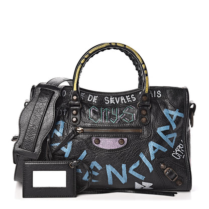 Balenciaga Agneau Graffiti All Over Classic Hardware S City Black Multicolor 1 of 10