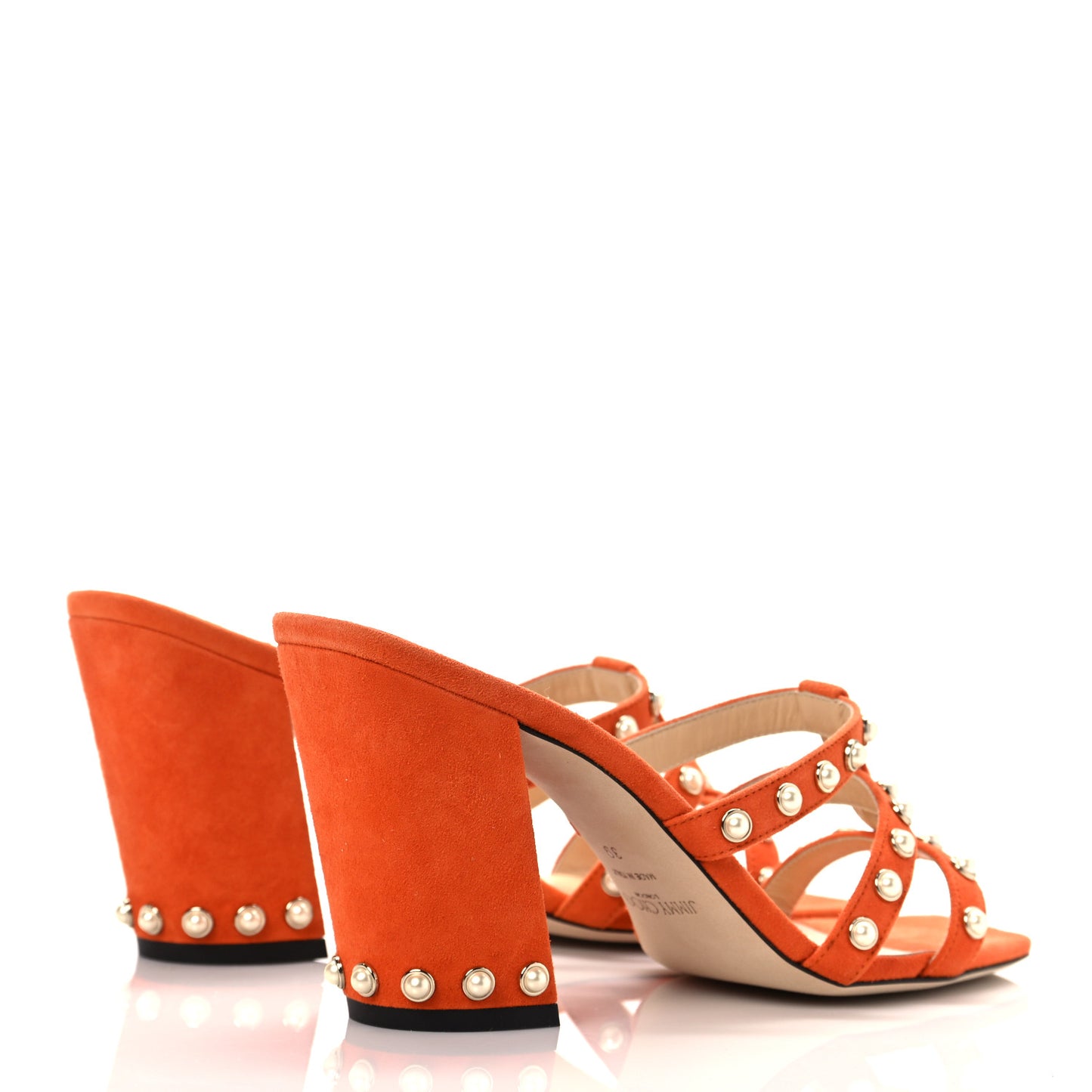 Suede Pearl Embellished Hazal 85 Mule Sandals 39 Orange