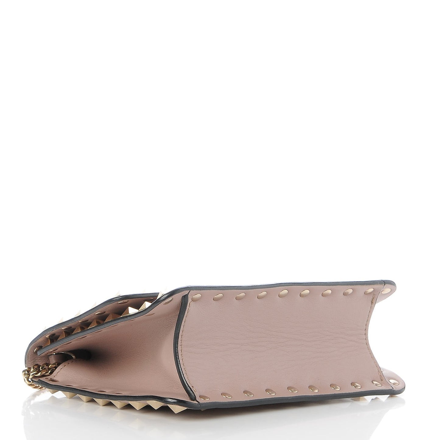 Vitello Rockstud Chain Flap Crossbody Bag Poudre