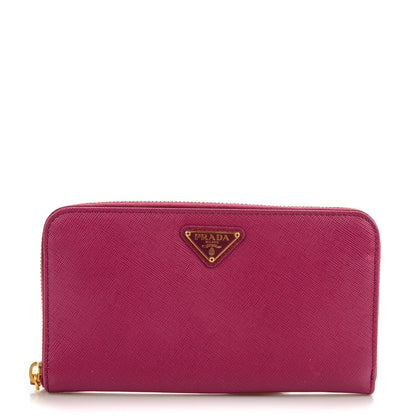 Prada Saffiano Triangle Zip Around Wallet Ametista 1 of 7