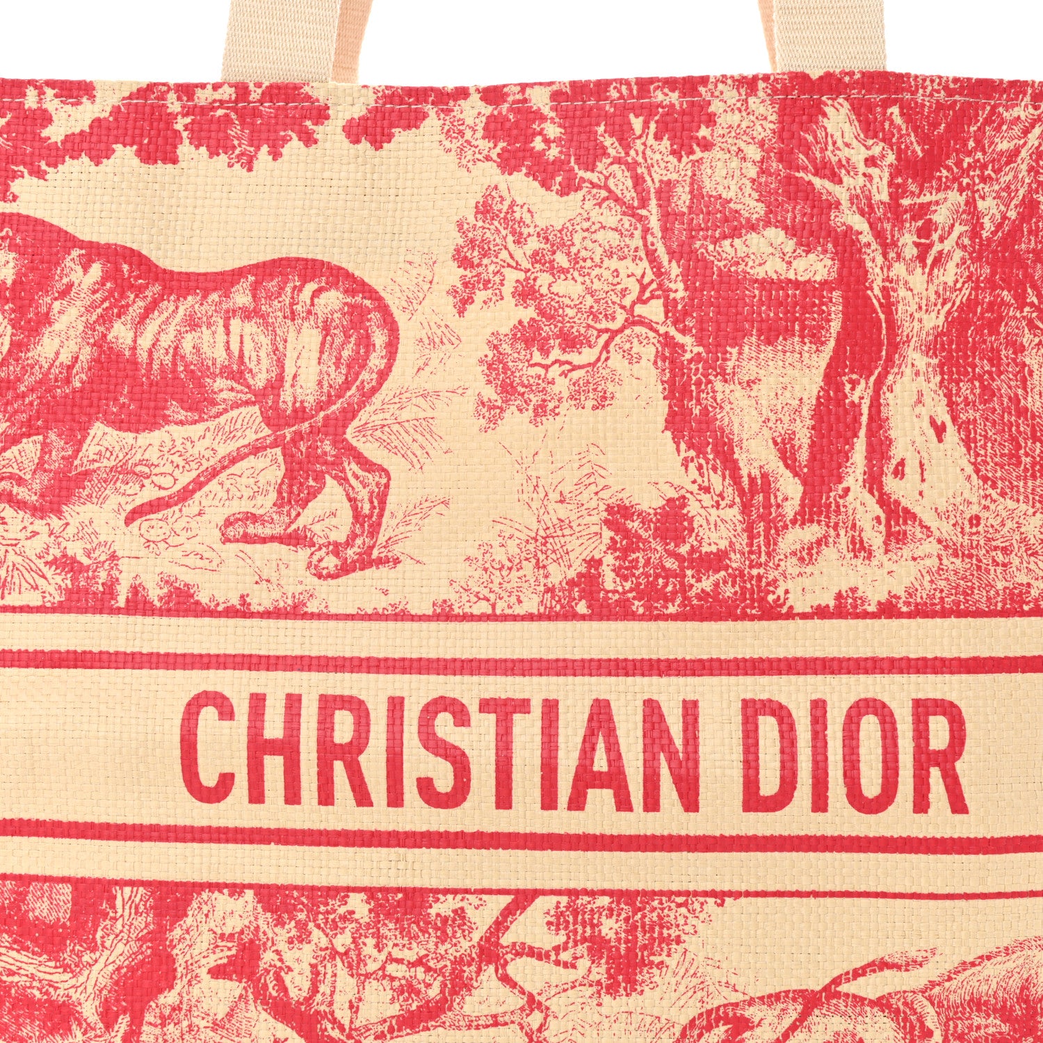 Christian Dior Straw Dioriviera Tote Pink 6 of 8