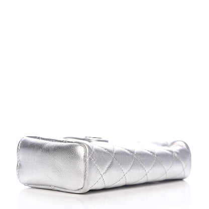 Chanel Metallic Lambskin Quilted Mini Phone Holder Clutch Silver 4 of 10