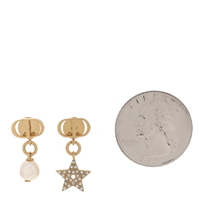 Christian Dior Crystal Pearl Star Earrings Gold 2 of 5