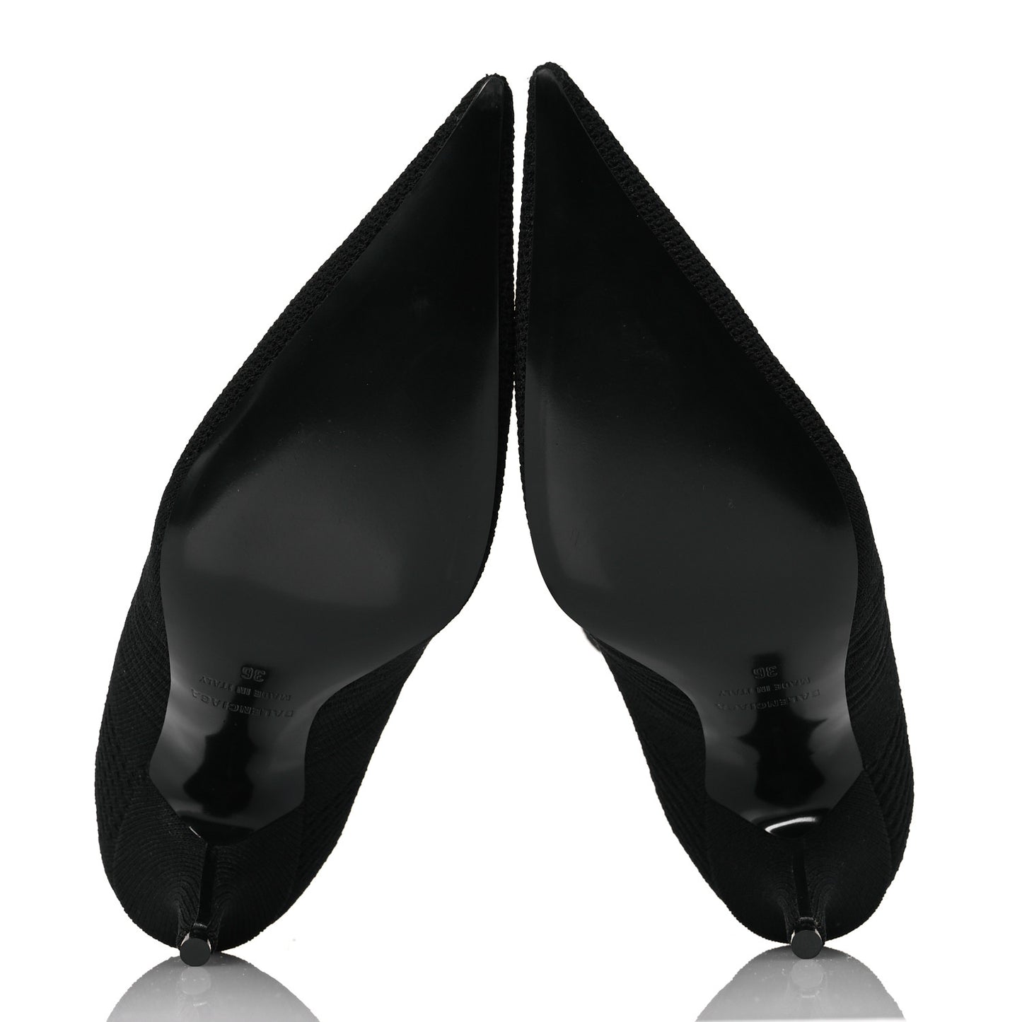 Textured Recycled Knit Logo Extreme Pointed Toe Knife 2.0 Booties 36 Black