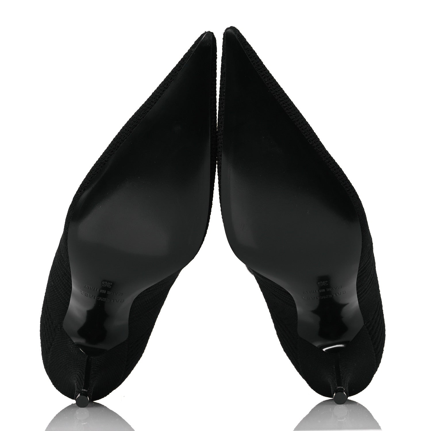 Balenciaga Textured Recycled Knit Logo Extreme Pointed Toe Knife 2.0 Booties 36 Black 7 of 10