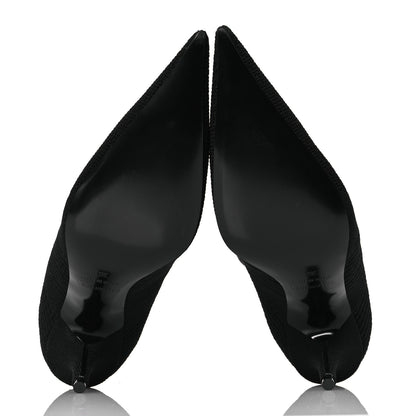 Balenciaga Textured Recycled Knit Logo Extreme Pointed Toe Knife 2.0 Booties 36 Black 7 of 10
