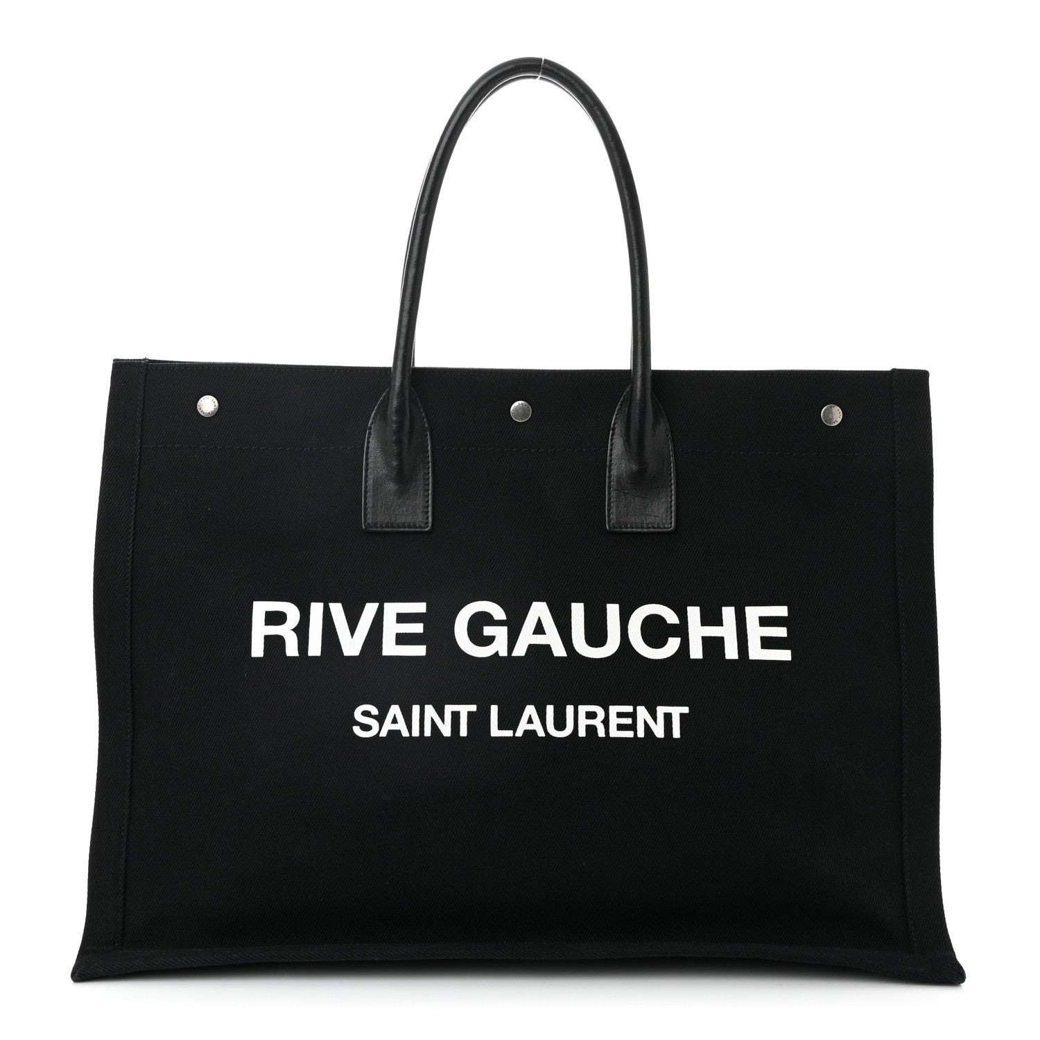 Saint Laurent Linen Calfskin Rive Gauche Tote Black 1 of 11