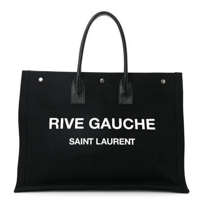 Saint Laurent Linen Calfskin Rive Gauche Tote Black 1 of 11