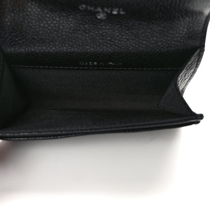 Chanel Caviar Camellia Embossed Card Holder Wallet Black 5 of 8