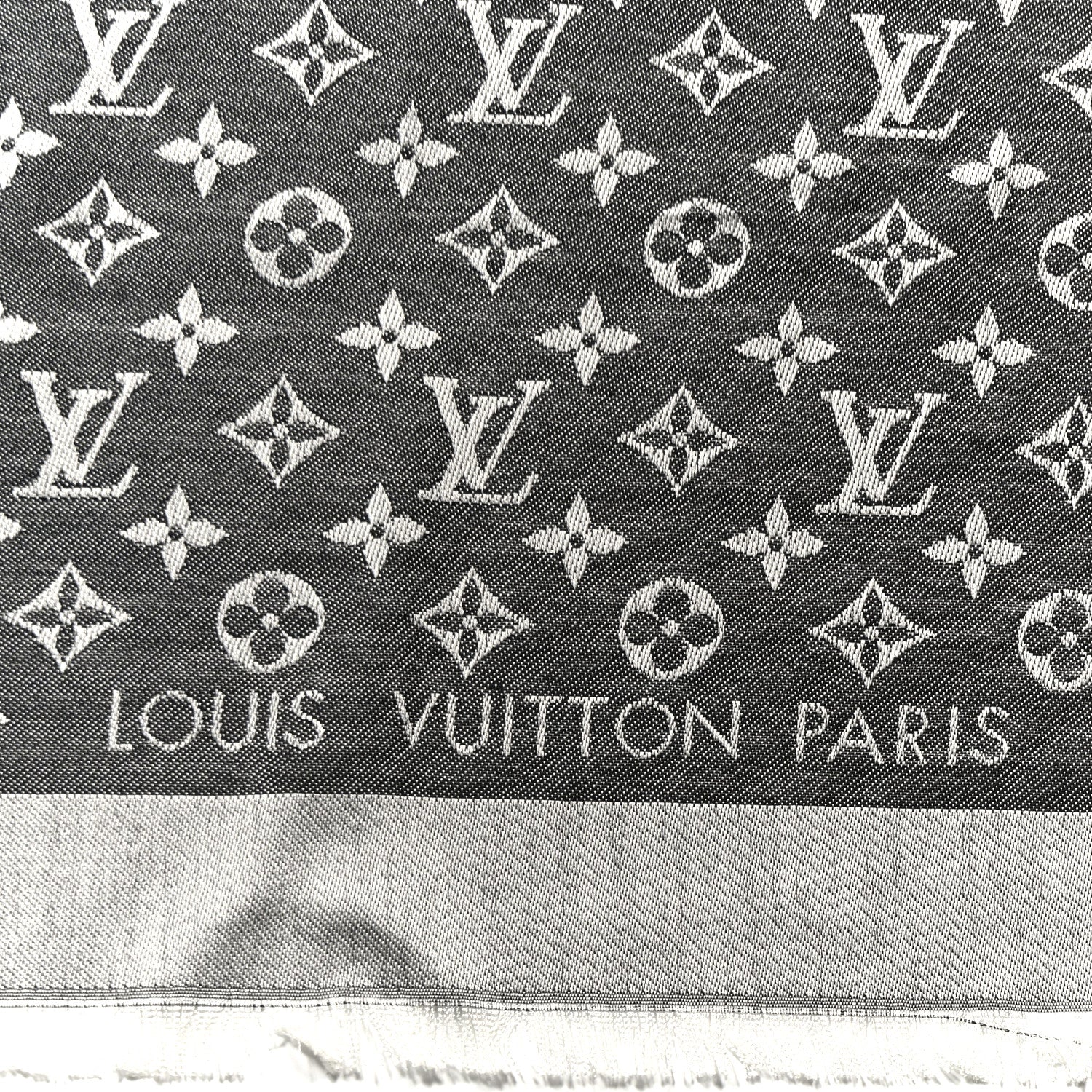 Louis Vuitton Silk Wool Monogram Denim Shawl Black 2 of 6