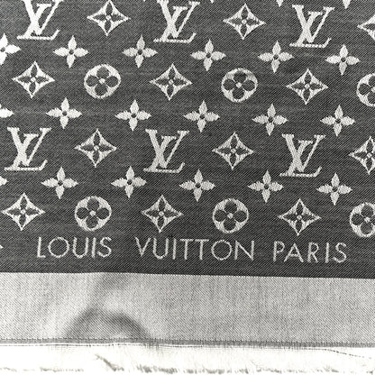 Louis Vuitton Silk Wool Monogram Denim Shawl Black 2 of 6