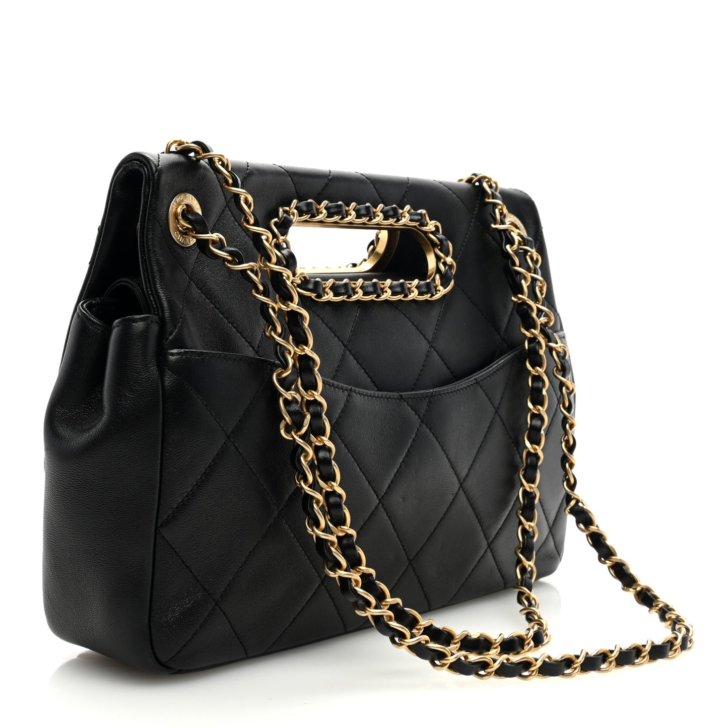 Lambskin Small A Real Catch Flap Bag Black